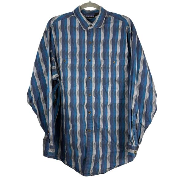 Patagonia Shirt Mens Large Button Up Southwest Striped Made In Portugal Vintage - Picture 1 of 11